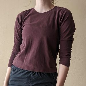 maroon Patagonia long sleeve tee